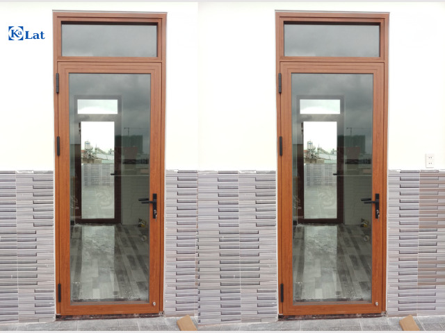 Top 30+ Mẫu Cửa Nhôm Xingfa 1 Cánh Đẹp, Hiện Đại, Được Ưa Chuộng 11 Mẫu cửa nhôm Xingfa 1 cánh giả gỗ sang trọng 1