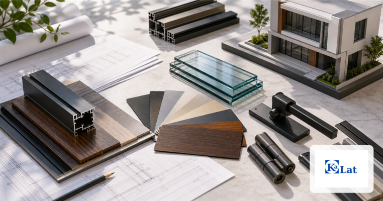 Moodboard vật liệu cửa nhôm cao cấp có watermark KaLat