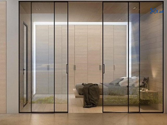 Mẫu cửa trượt quay slim hiện đại
