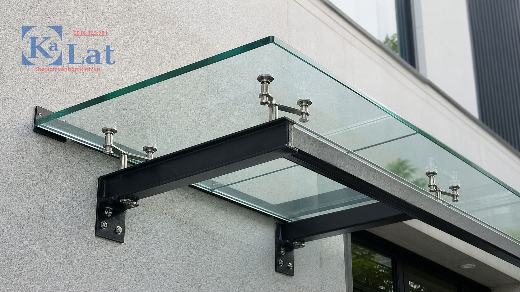 Cấu tạo mái kính cường lực khung sắt inox kính dán an toàn