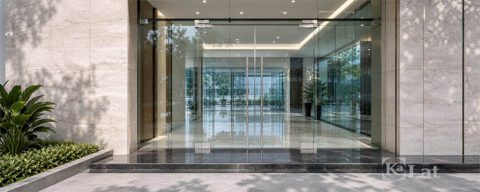 Cửa kính cường lực mặt tiền showroom văn phòng hiện đại