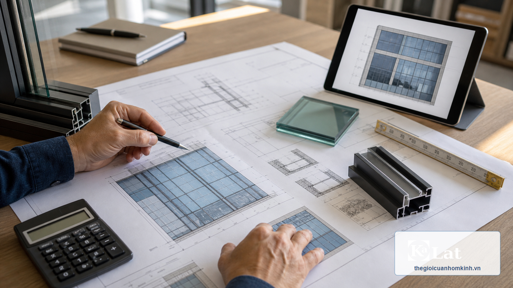 Báo giá vách mặt dựng nhôm kính mới nhất 2026 4 Khảo sát bản vẽ và bóc tách báo giá thi công vách mặt dựng nhôm kính