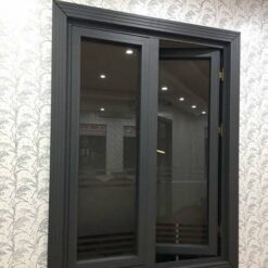 Cửa đi mở quay 2 cánh nhôm Kalat kính dán 6.38mm