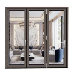 Cửa nhôm xếp trượt 3 cánh Kalat, kính dán an toàn 6.38mm 9 Cửa nhôm xếp trượt 3 cánh Kalat cho phòng khách