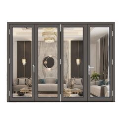 Cửa nhôm xếp trượt 4 cánh Kalat, kính dán an toàn 6.38mm 10 Cửa nhôm xếp trượt 4 cánh Kalat cho phòng khách