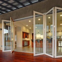 Cửa đi xếp trượt panorama nhôm Kalat, cánh lớn 11 Cửa xếp trượt panorama cánh lớn nhôm Kalat cho mặt tiền